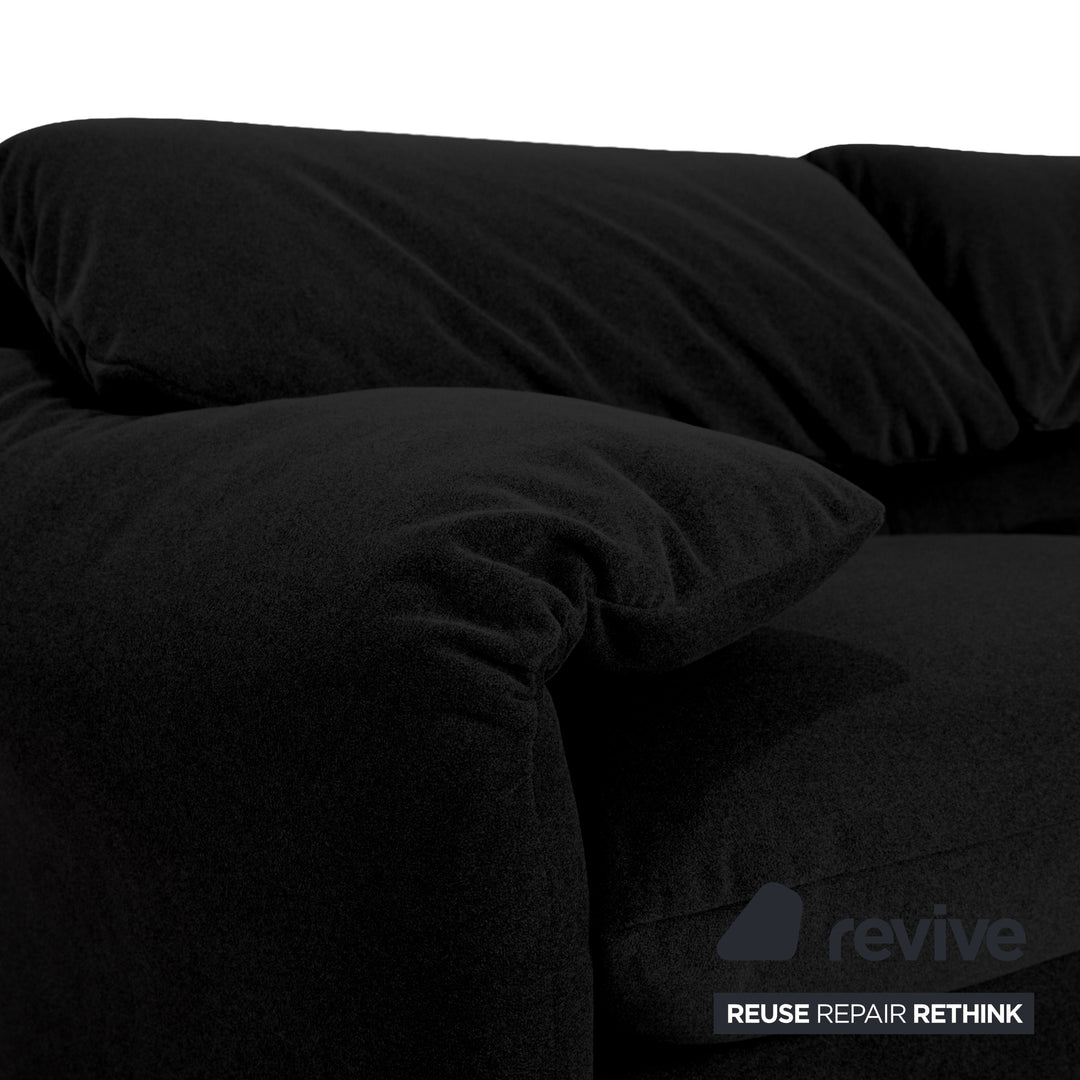 Cassina Maralunga Fabric Two-Seater Black Sofa Couch Reupholstered Manual Function