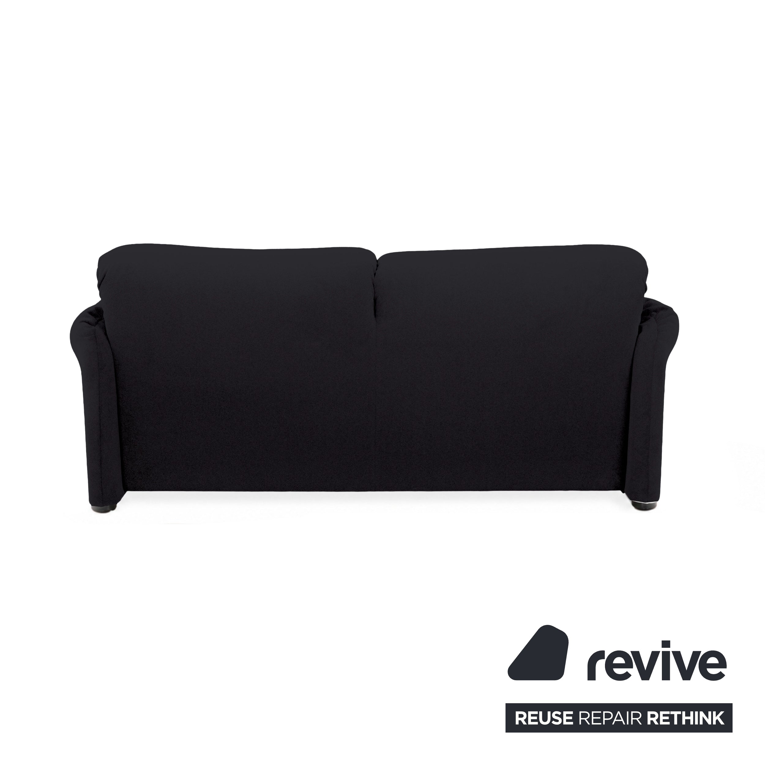 Cassina Maralunga Fabric Two-Seater Black Sofa Couch Reupholstered Manual Function
