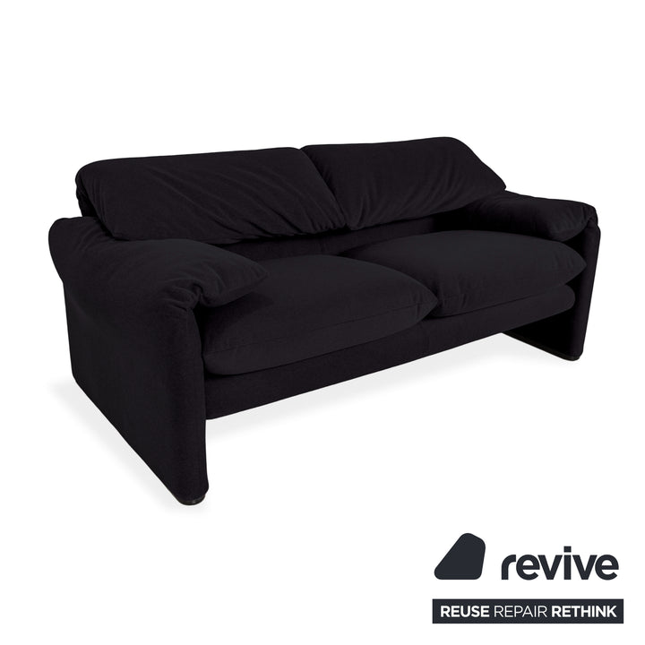 Cassina Maralunga Stoff Zweisitzer Schwarz Sofa Couch Neubezug Manuelle Funktion