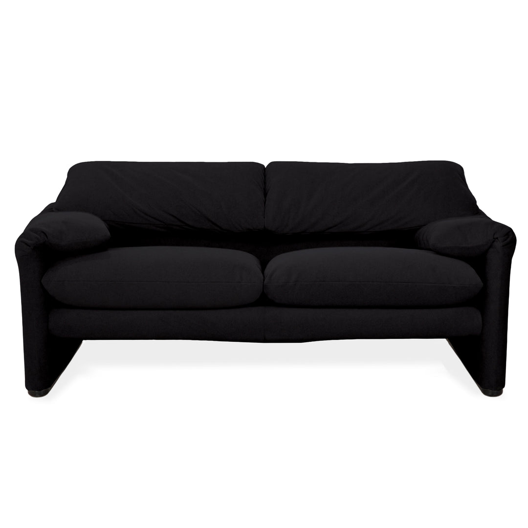 Cassina Maralunga Stoff Zweisitzer Schwarz Sofa Couch Neubezug Manuelle Funktion