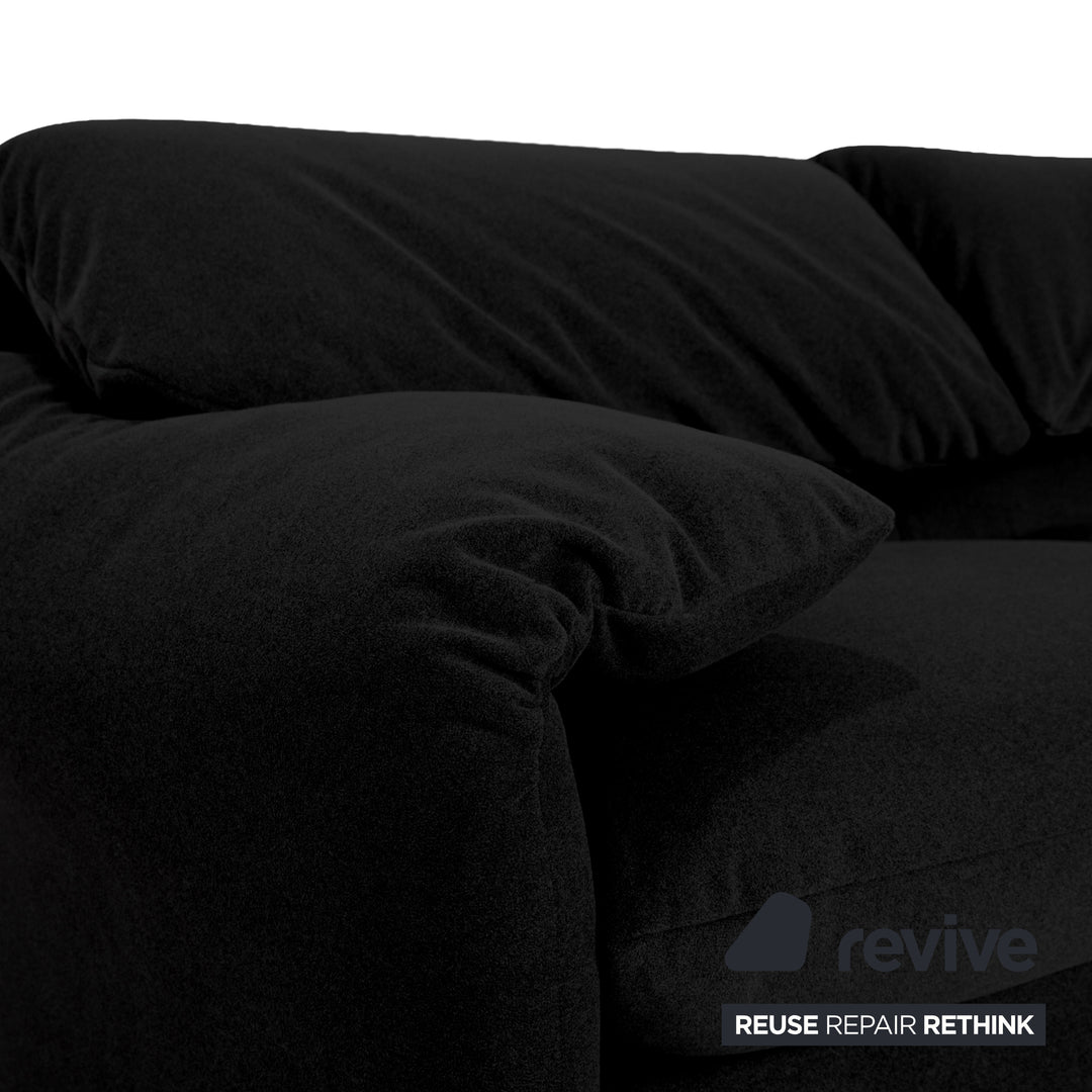 Cassina Maralunga Stoff Zweisitzer Schwarz Sofa Couch Neubezug Manuelle Funktion
