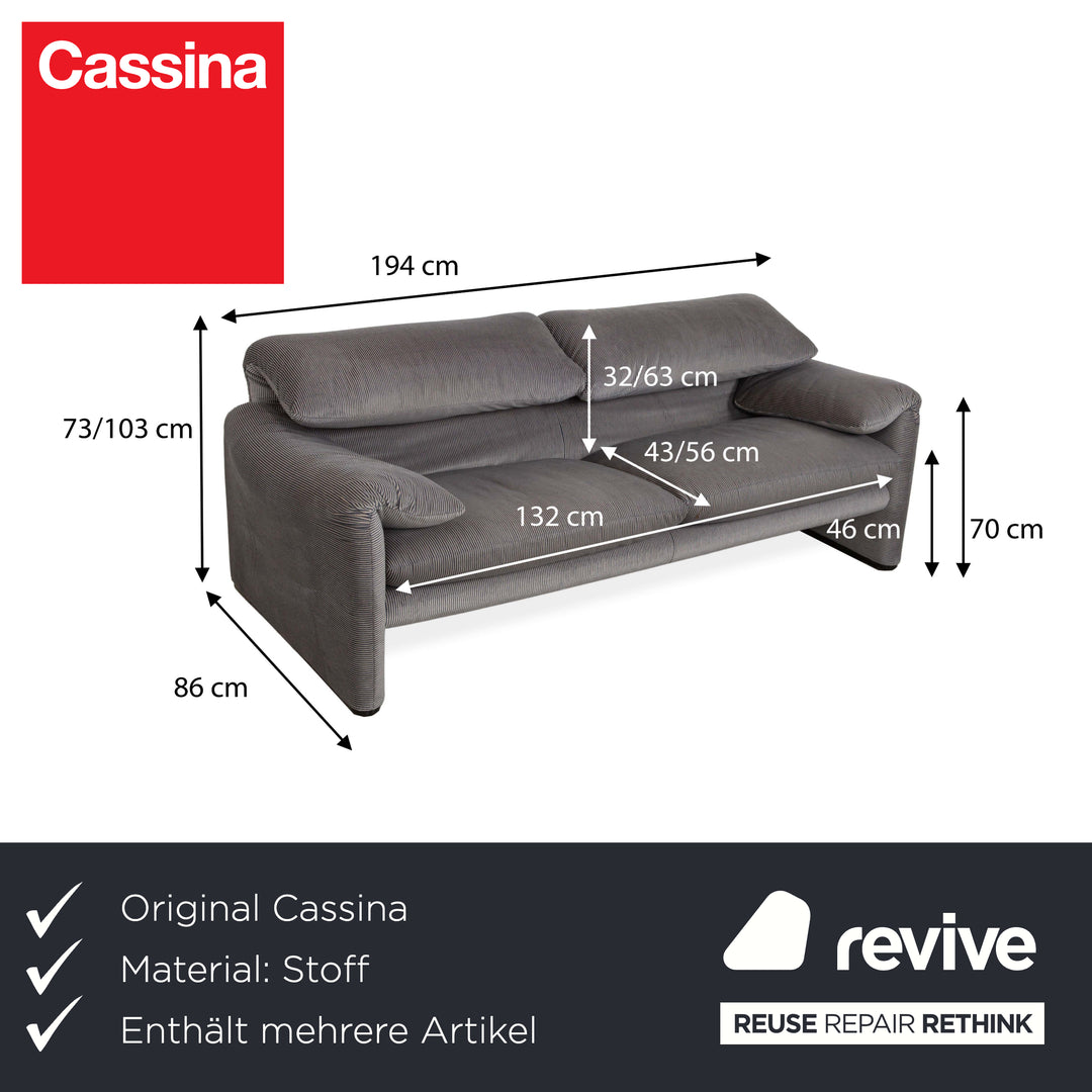Cassina Maralunga Stoff Zweisitzer Sofa Couch Hocker Grau manuelle Funktion