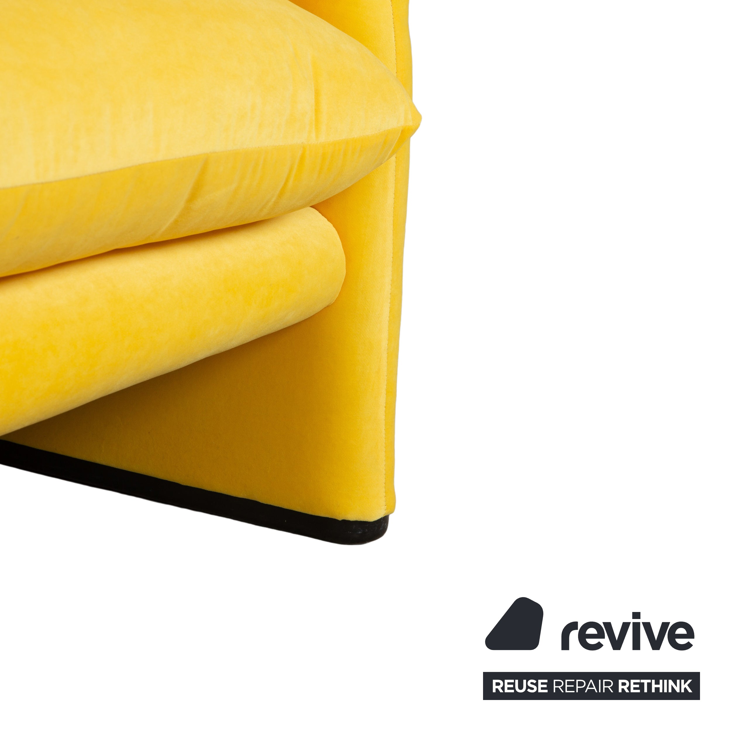 Cassina Maralunga fabric two-seater sofa, yellow, manual function, reupholstery