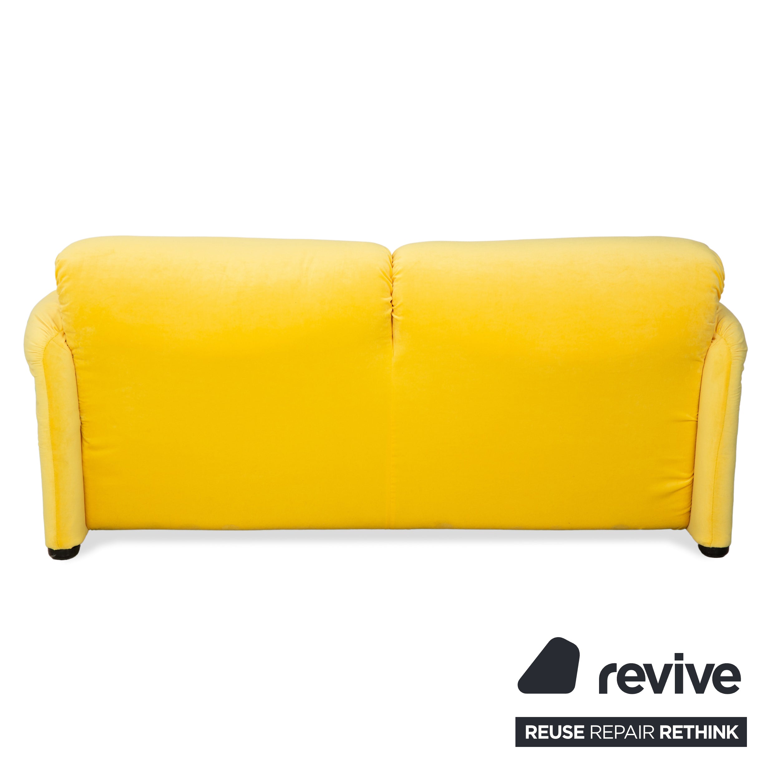 Cassina Maralunga fabric two-seater sofa, yellow, manual function, reupholstery
