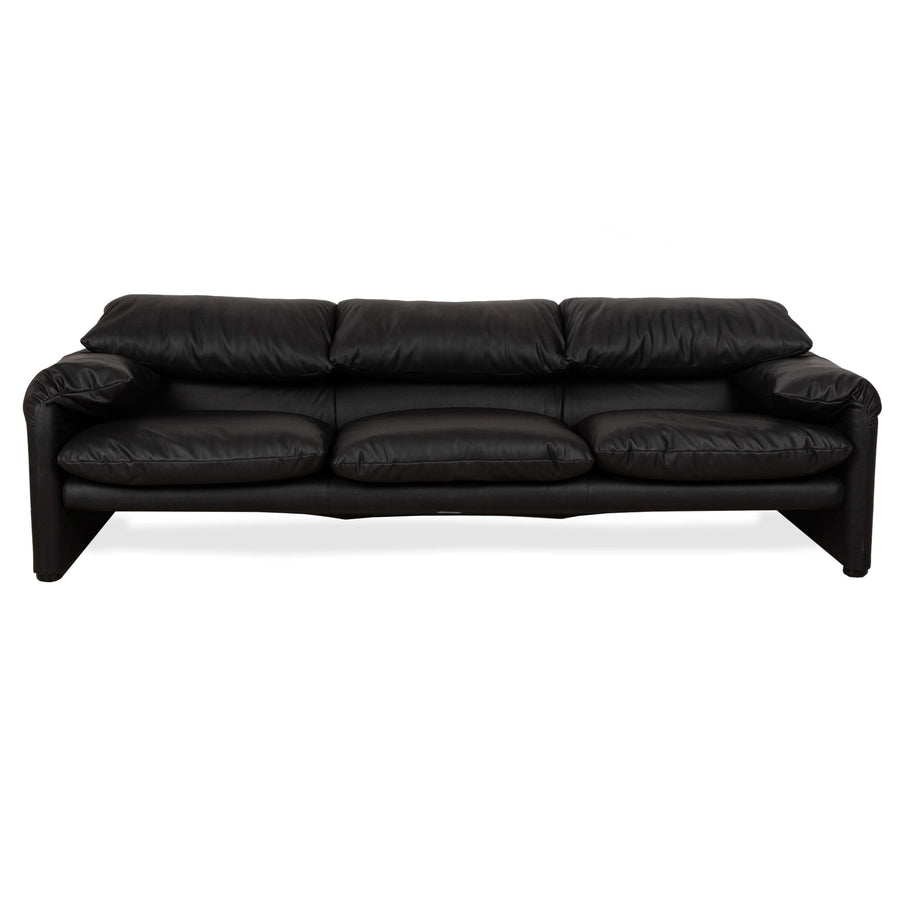 Canapé trois places Cassina Maralunga en cuir vegan anthracite noir fonction manuelle nouvelle housse