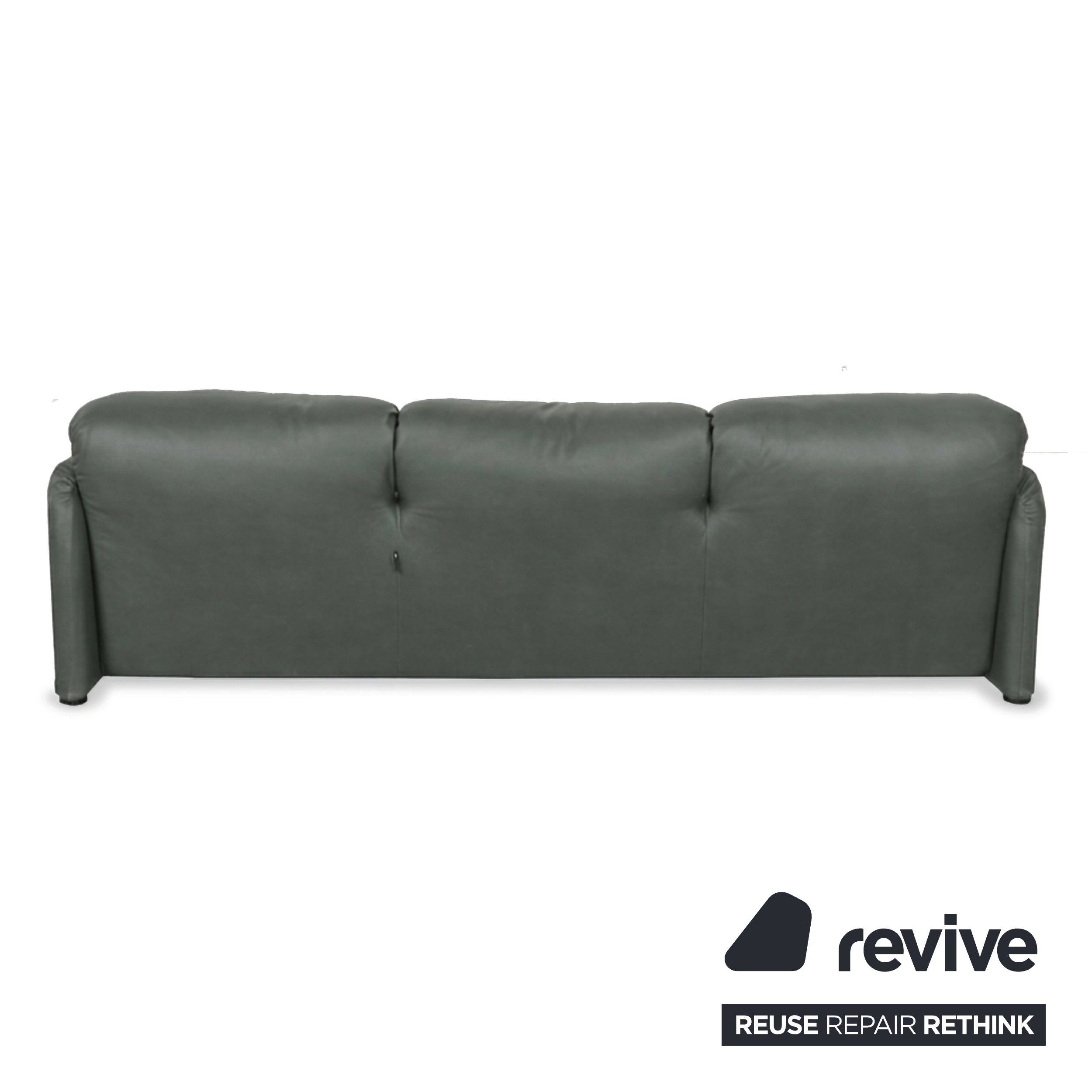 Cassina Maralunga veganes Leder Dreisitzer Anthrazit Sofa Couch manuelle Funktion Neubezug