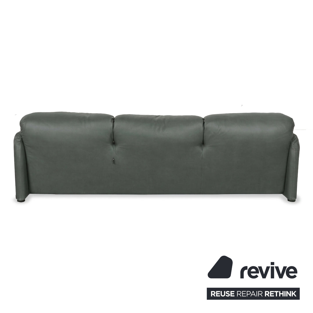 Cassina Maralunga veganes Leder Dreisitzer Anthrazit Sofa Couch manuelle Funktion Neubezug