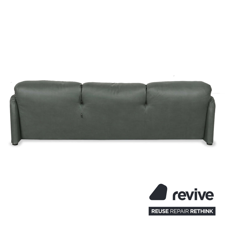 Cassina Maralunga veganes Leder Dreisitzer Anthrazit Sofa Couch manuelle Funktion Neubezug