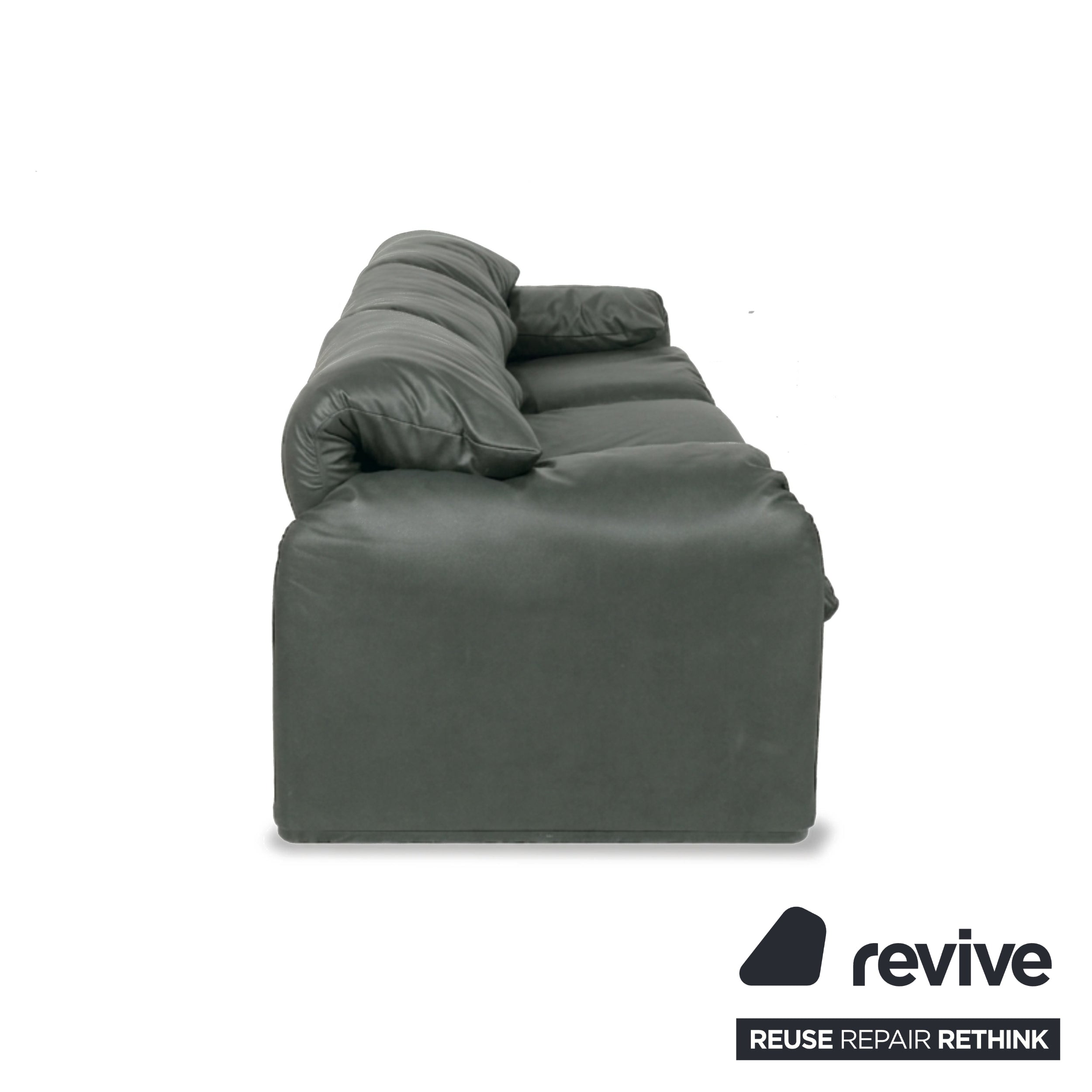 Cassina Maralunga veganes Leder Dreisitzer Anthrazit Sofa Couch manuelle Funktion Neubezug