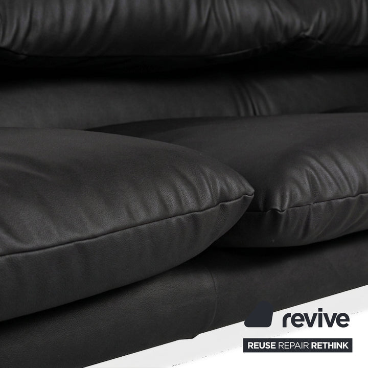 Cassina Maralunga veganes Leder Dreisitzer Anthrazit Sofa Couch manuelle Funktion Neubezug