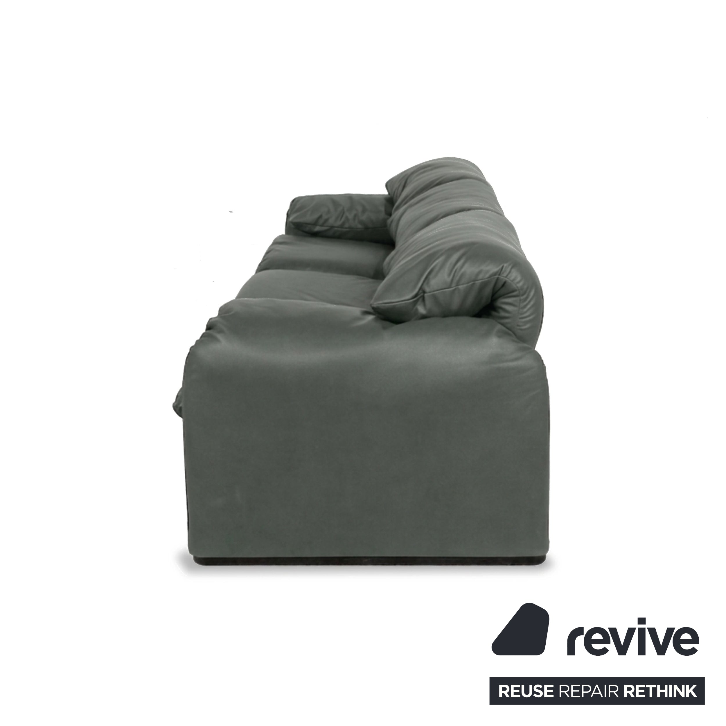 Cassina Maralunga veganes Leder Dreisitzer Anthrazit Sofa Couch manuelle Funktion Neubezug