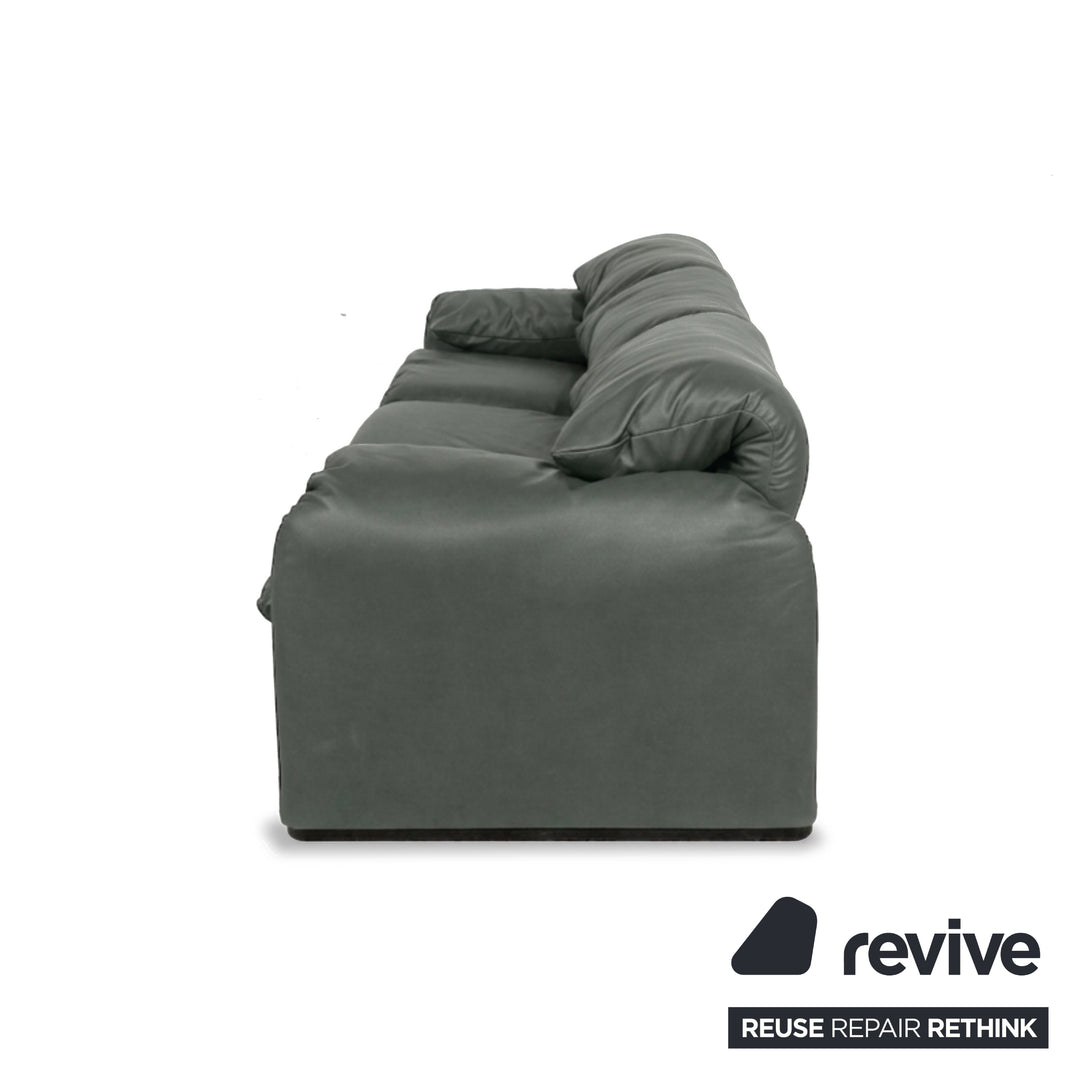 Cassina Maralunga veganes Leder Dreisitzer Anthrazit Sofa Couch manuelle Funktion Neubezug