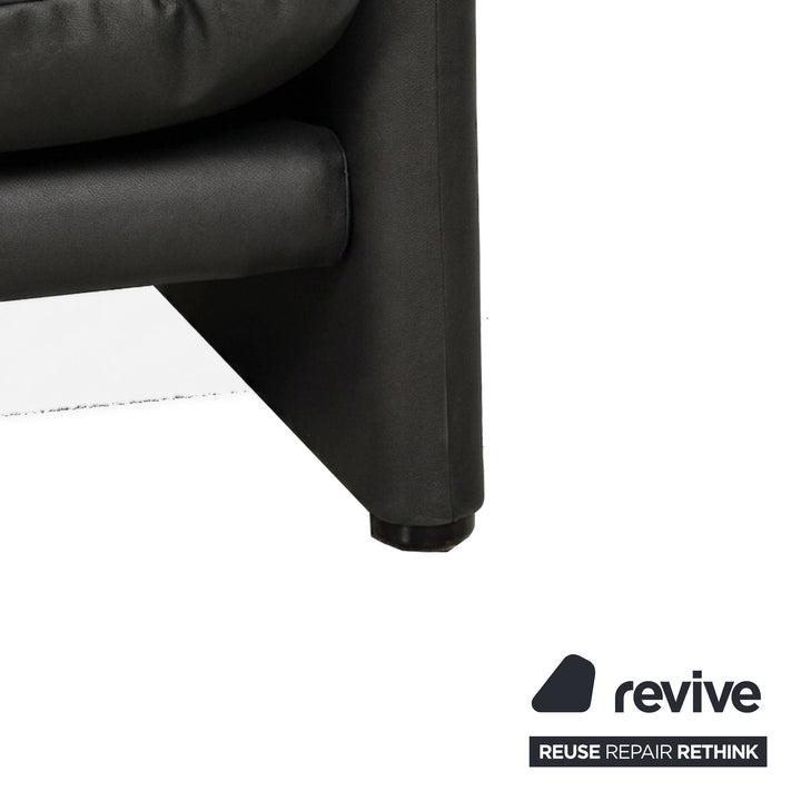 Cassina Maralunga Veganes Leder Dreisitzer Sofa Couch Schwarz Manuelle Funktion Neubezug