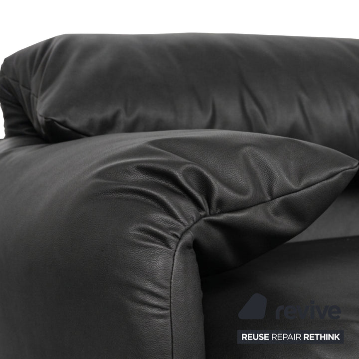 Cassina Maralunga veganes Leder Dreisitzer Anthrazit Sofa Couch manuelle Funktion Neubezug