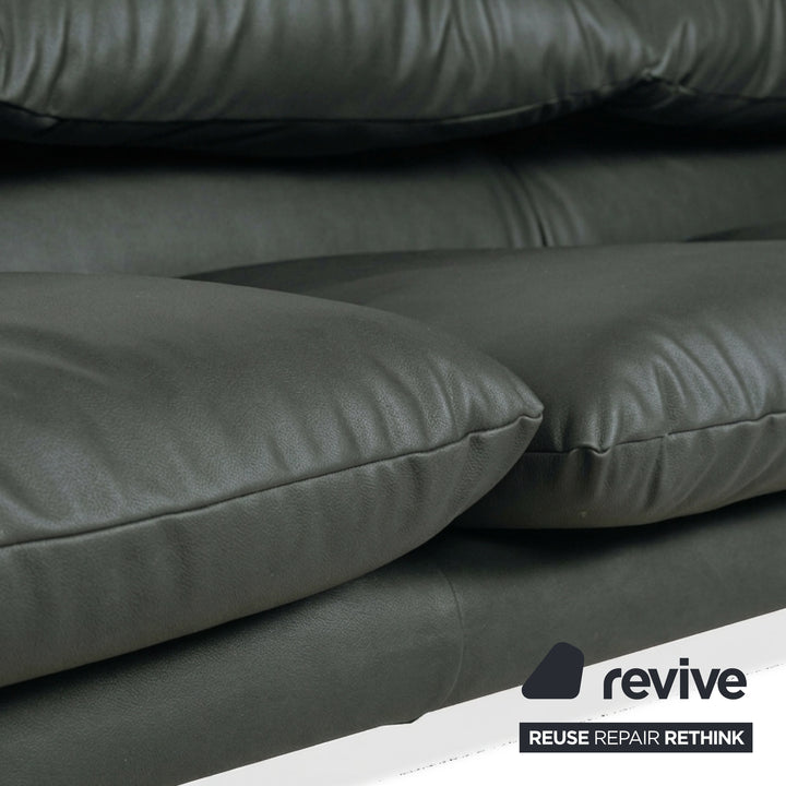 Cassina Maralunga veganes Leder Dreisitzer Anthrazit Sofa Couch manuelle Funktion Neubezug