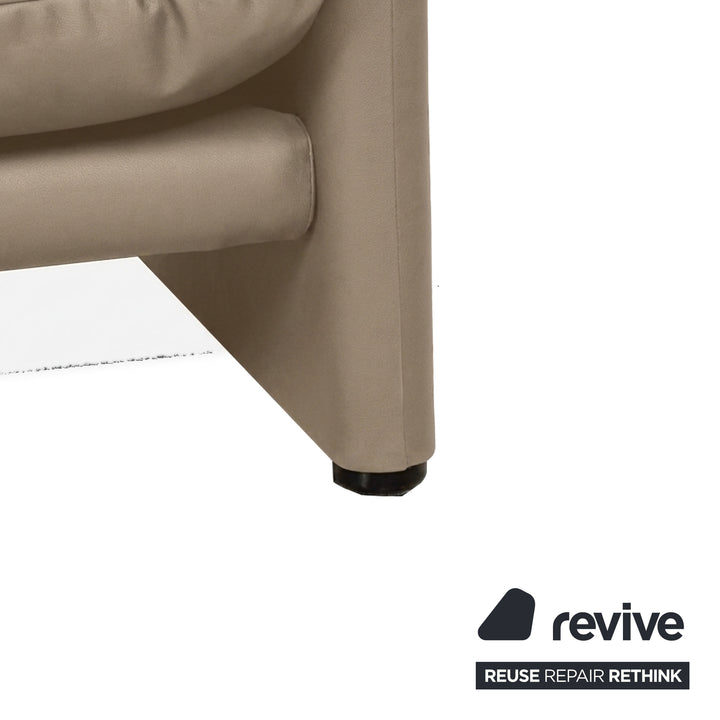 Cassina Maralunga veganes Leder Dreisitzer Beige Sofa Couch manuelle Funktion Neubezug