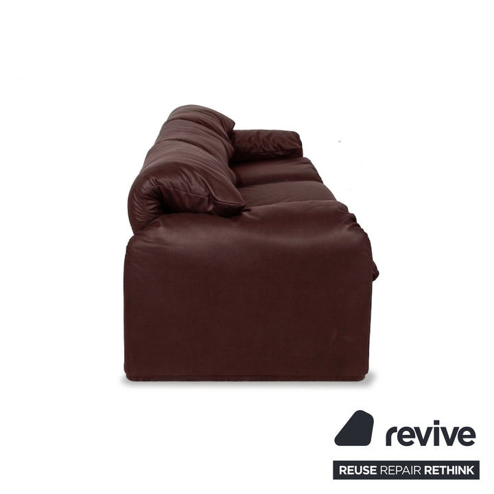 Cassina Maralunga veganes Leder Dreisitzer Bordeaux Sofa Couch manuelle Funktion Neubezug