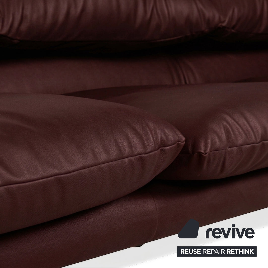 Cassina Maralunga veganes Leder Dreisitzer Bordeaux Sofa Couch manuelle Funktion Neubezug