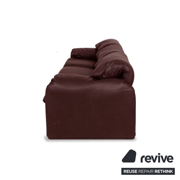 Cassina Maralunga veganes Leder Dreisitzer Bordeaux Sofa Couch manuelle Funktion Neubezug