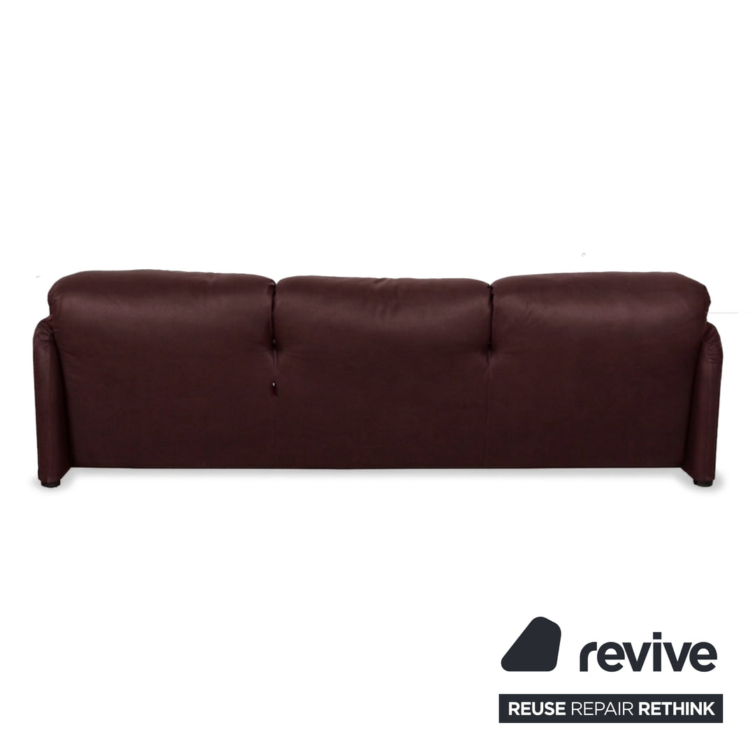 Cassina Maralunga veganes Leder Dreisitzer Bordeaux Sofa Couch manuelle Funktion Neubezug
