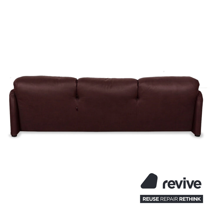 Cassina Maralunga veganes Leder Dreisitzer Bordeaux Sofa Couch manuelle Funktion Neubezug