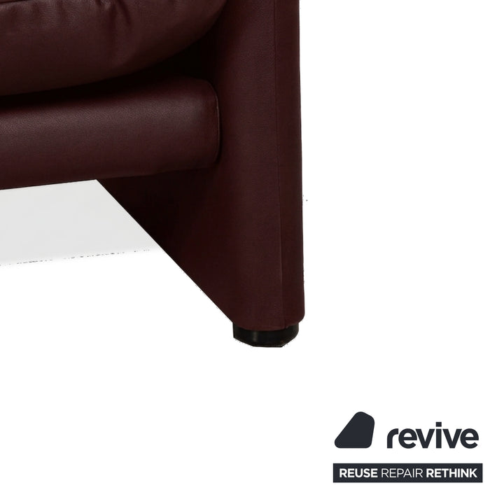 Cassina Maralunga veganes Leder Dreisitzer Bordeaux Sofa Couch manuelle Funktion Neubezug