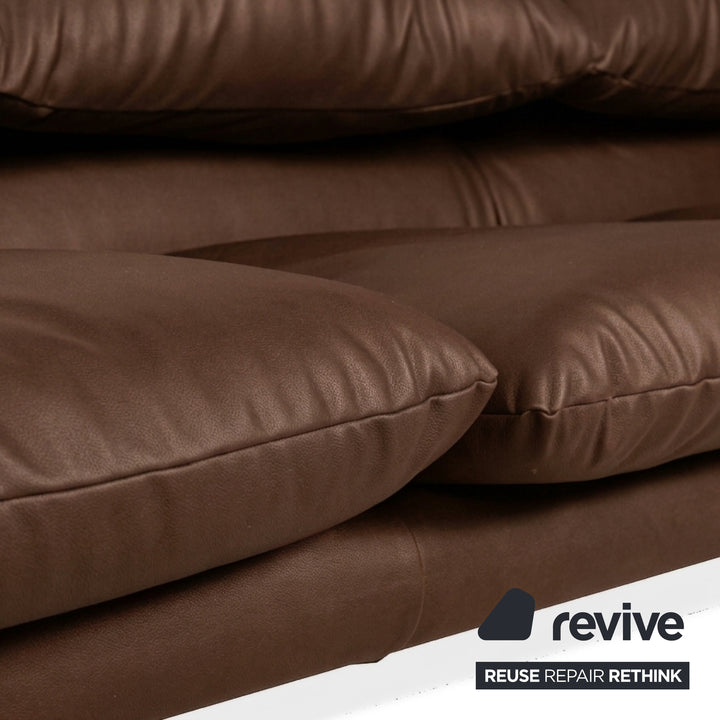 Cassina Maralunga veganes Leder Dreisitzer Cognac Sofa Couch manuelle Funktion Neubezug