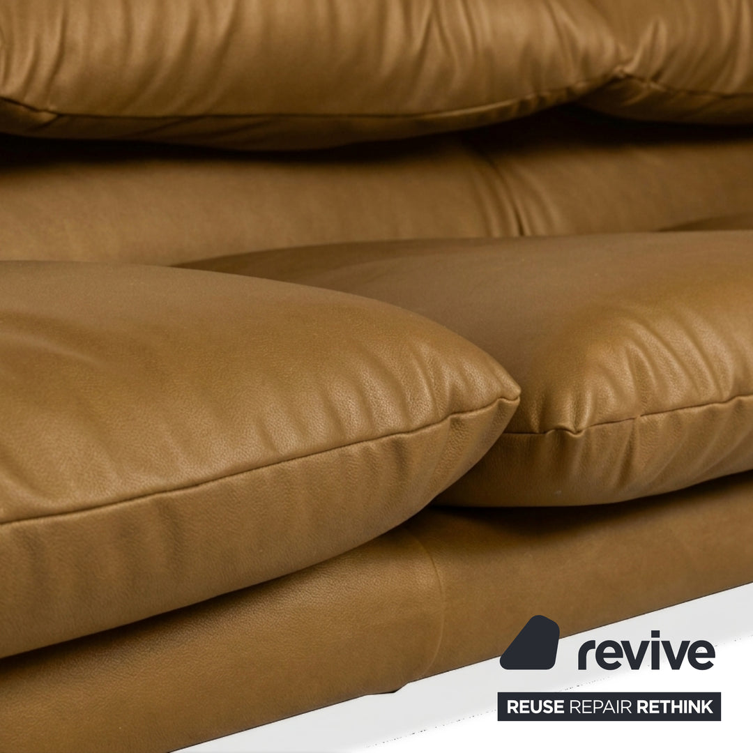 Cassina Maralunga veganes Leder Dreisitzer Cognac Sofa Couch manuelle Funktion Neubezug