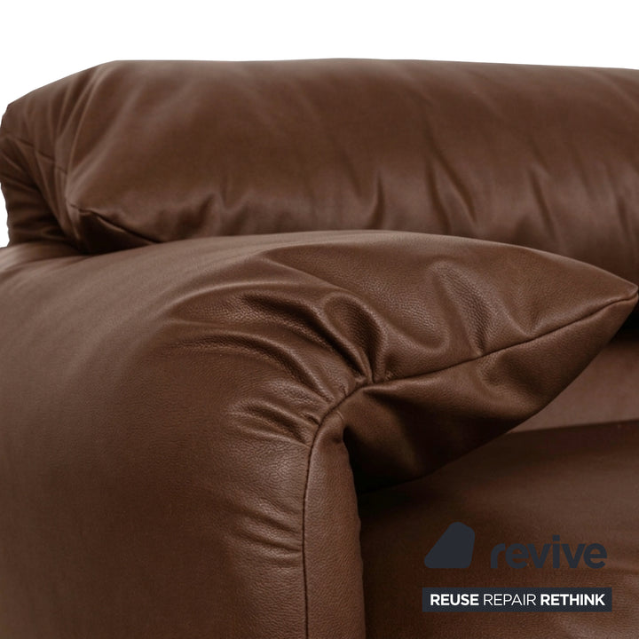 Cassina Maralunga veganes Leder Dreisitzer Cognac Sofa Couch manuelle Funktion Neubezug