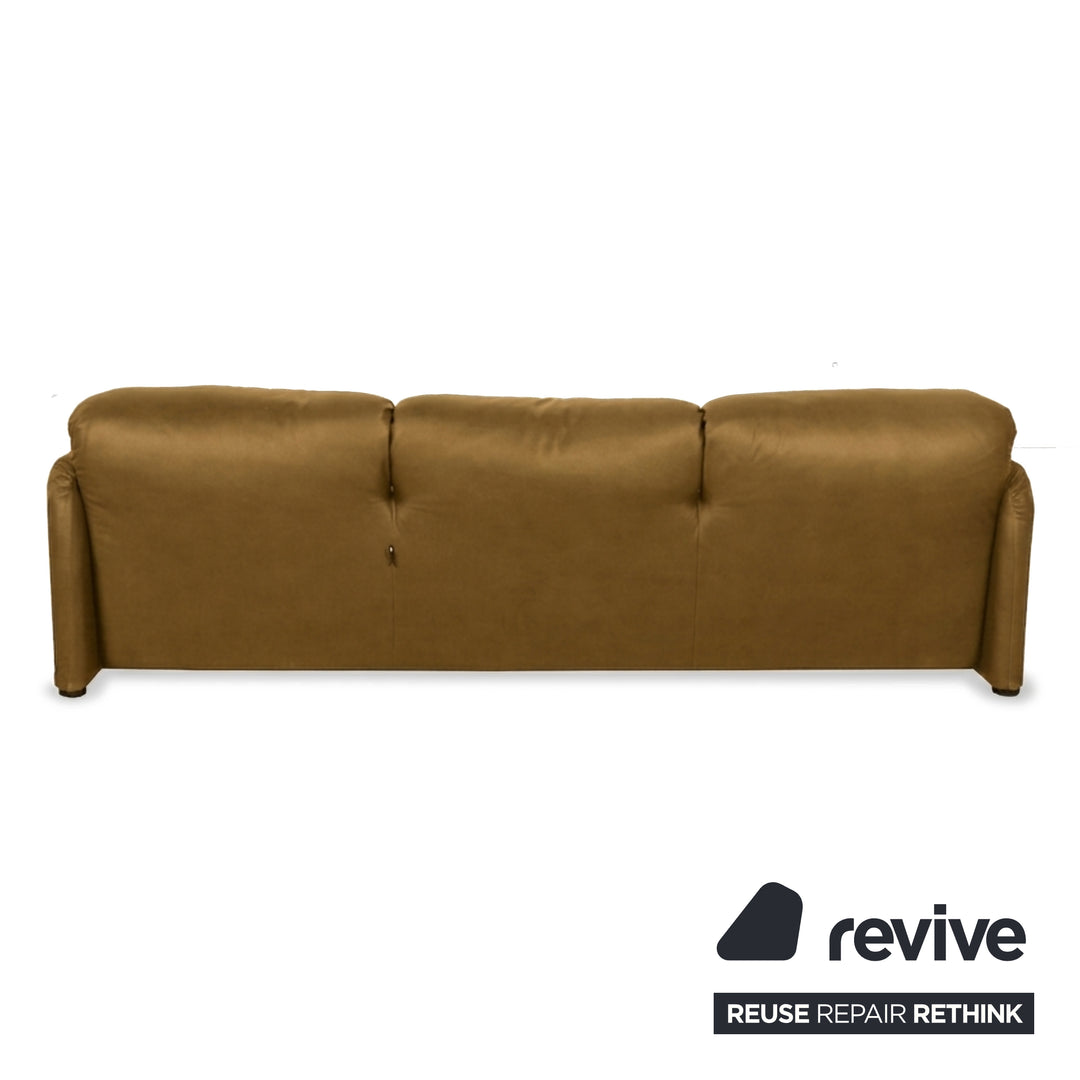 Cassina Maralunga veganes Leder Dreisitzer Cognac Sofa Couch manuelle Funktion Neubezug