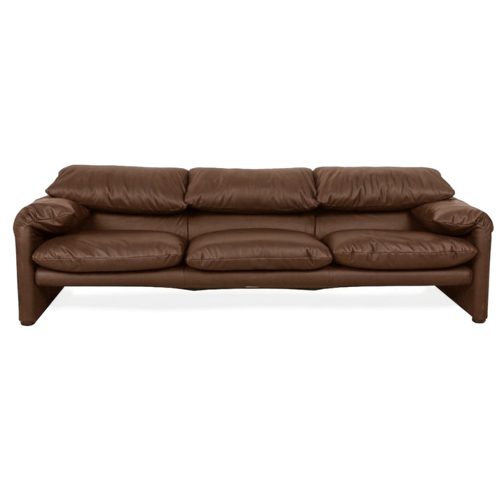 Cassina Maralunga veganes Leder Dreisitzer Cognac Sofa Couch manuelle Funktion Neubezug