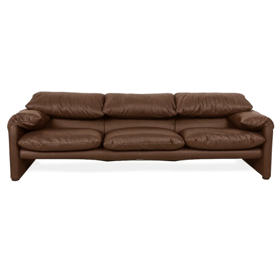 Cassina Maralunga veganes Leder Dreisitzer Cognac Sofa Couch manuelle Funktion Neubezug