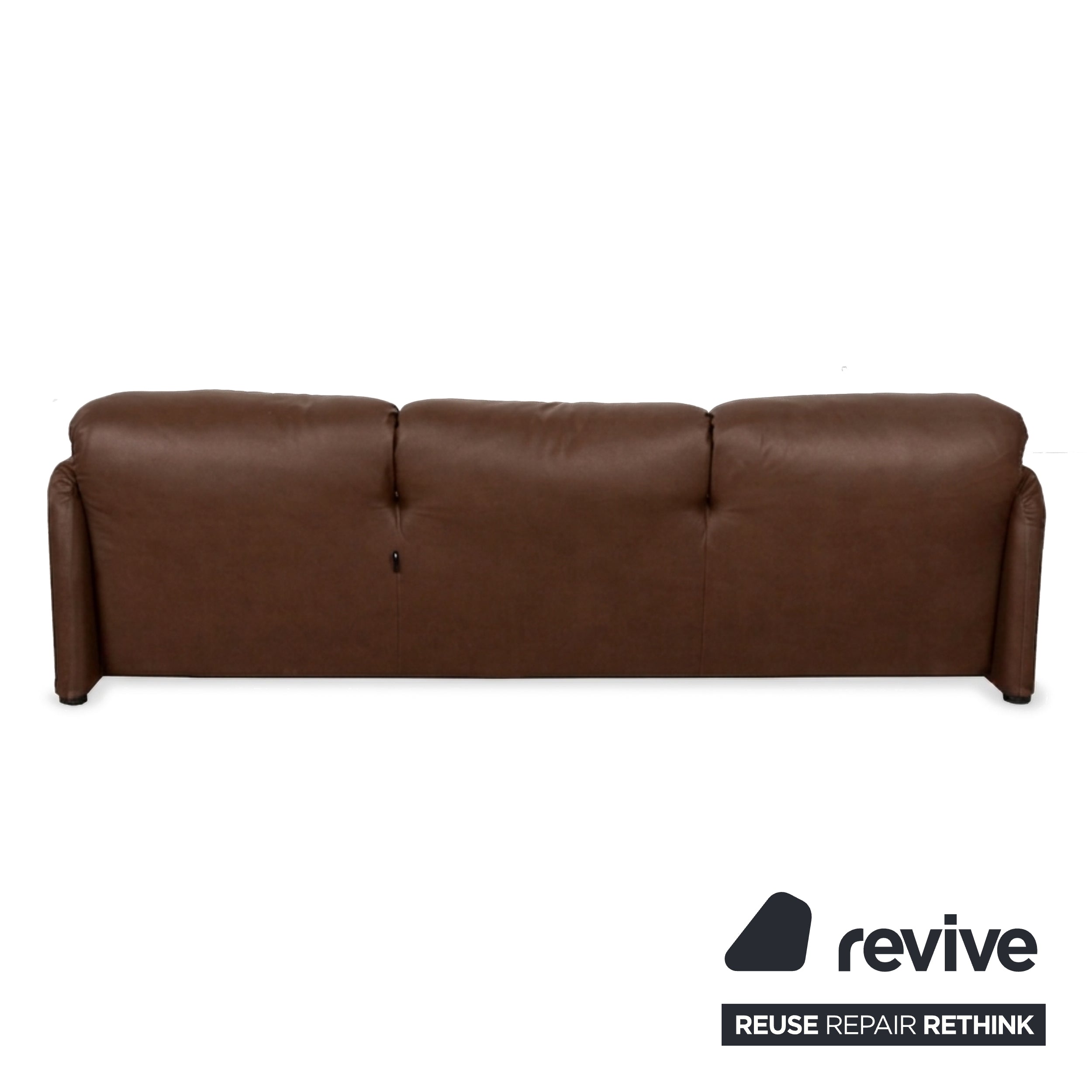 Cassina Maralunga vegan leer driezitsbank bank bruin cognac handmatige functie opnieuw bekleed