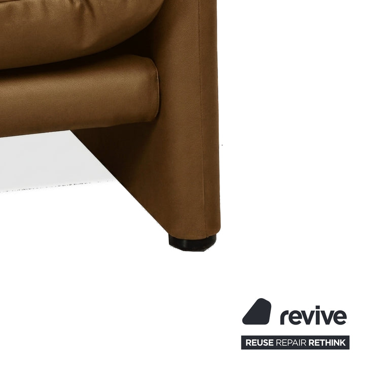 Cassina Maralunga veganes Leder Dreisitzer Cognac Sofa Couch manuelle Funktion Neubezug