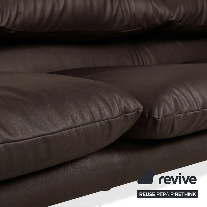Cassina Maralunga veganes Leder Dreisitzer Dunkelbraun Sofa Couch manuelle Funktion Neubezug