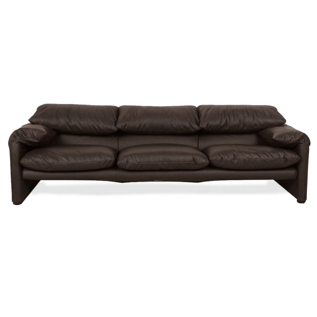 Cassina Maralunga veganes Leder Dreisitzer Dunkelbraun Sofa Couch manuelle Funktion Neubezug