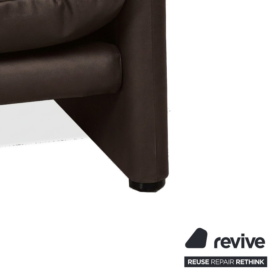 Cassina Maralunga veganes Leder Dreisitzer Dunkelbraun Sofa Couch manuelle Funktion Neubezug