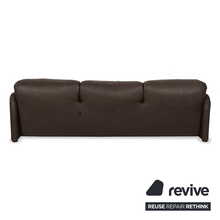 Cassina Maralunga veganes Leder Dreisitzer Dunkelbraun Sofa Couch manuelle Funktion Neubezug