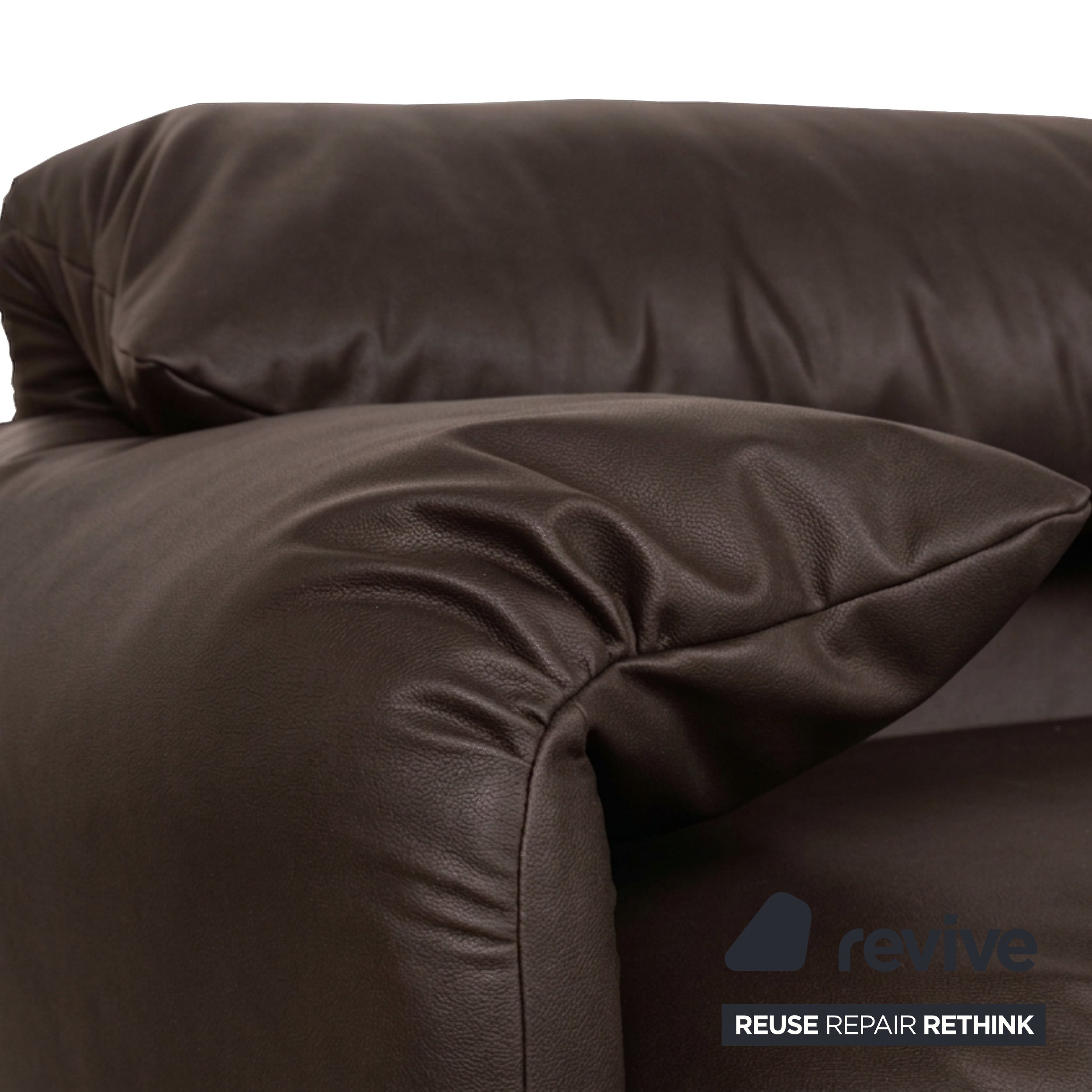 Cassina Maralunga veganes Leder Dreisitzer Dunkelbraun Sofa Couch manuelle Funktion Neubezug