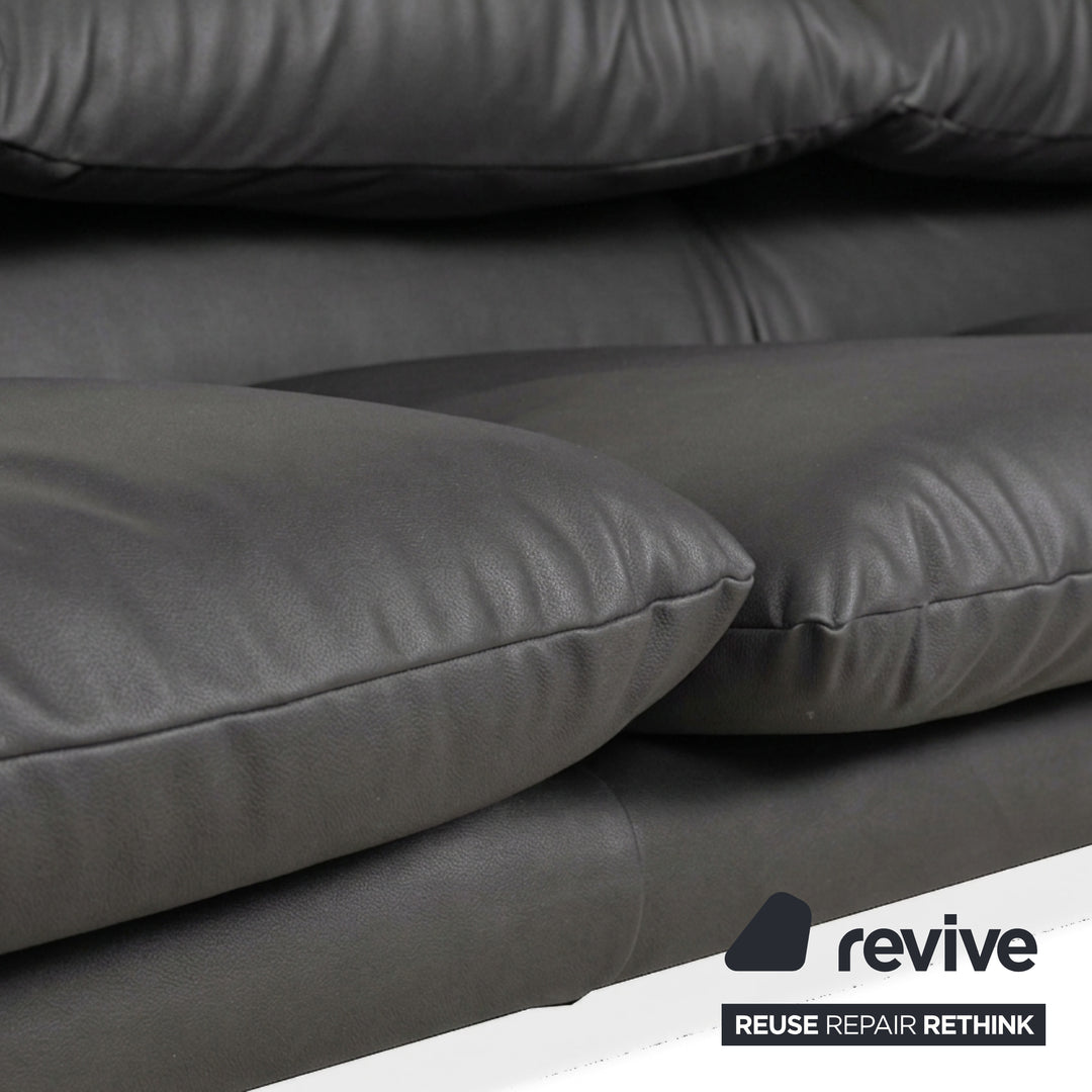 Cassina Maralunga veganes Leder Dreisitzer Grau Sofa Couch manuelle Funktion Neubezug