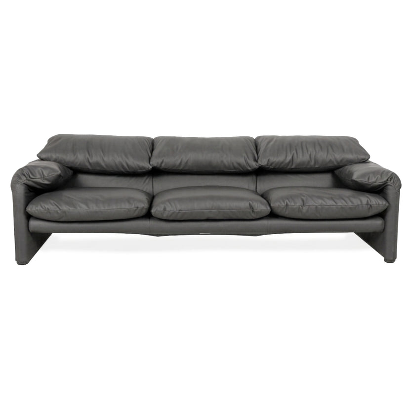 Cassina Maralunga vegan leer driezitsbank bank grijs handmatige functie opnieuw bekleed