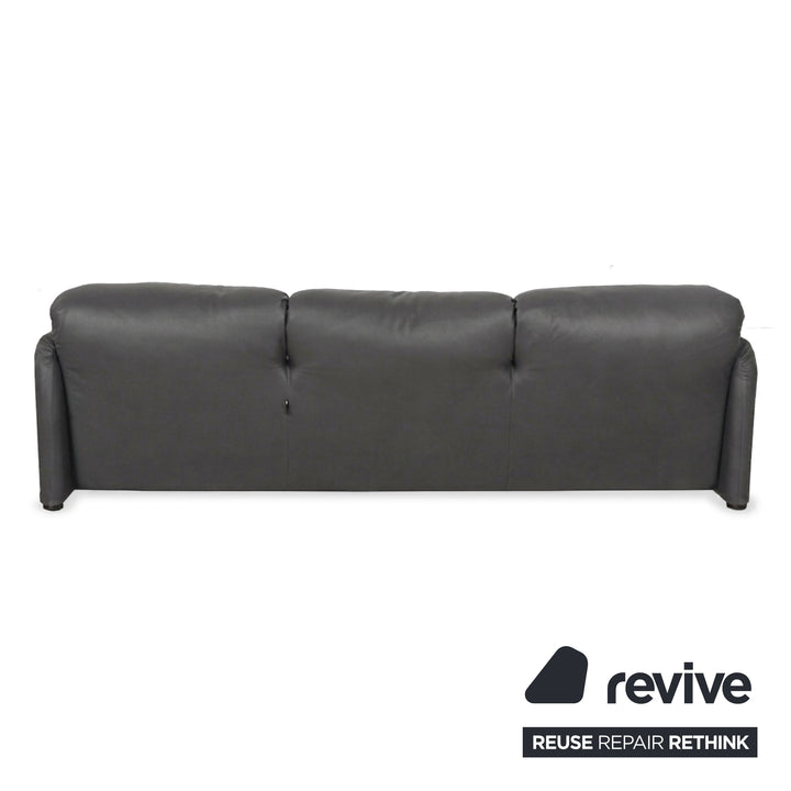 Cassina Maralunga Veganes Leder Dreisitzer Sofa Couch Grau Manuelle Funktion Neubezug