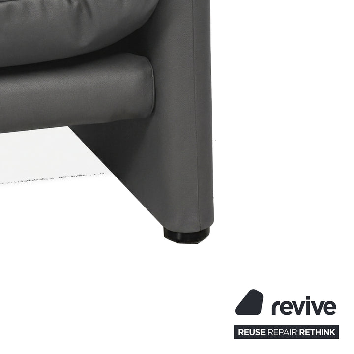 Cassina Maralunga veganes Leder Dreisitzer Grau Sofa Couch manuelle Funktion Neubezug