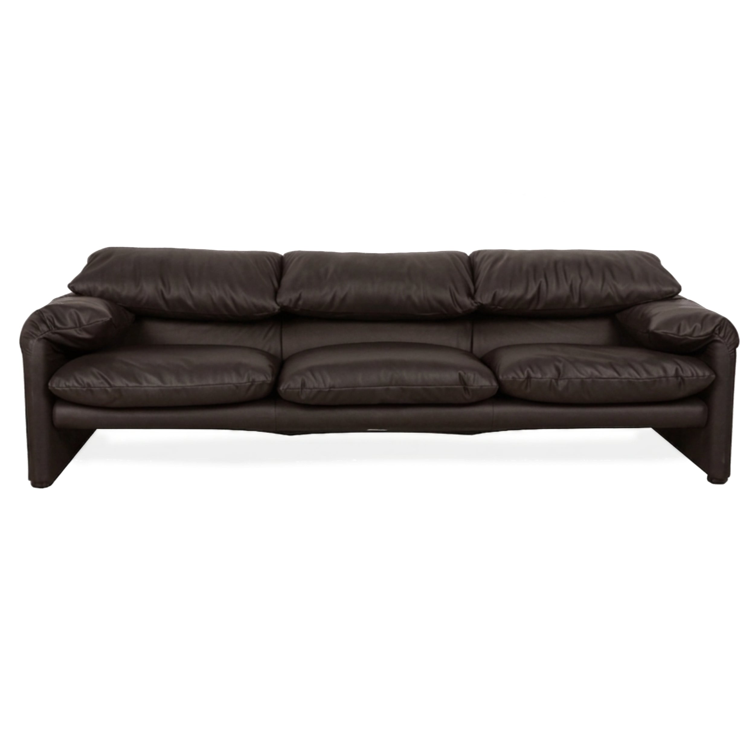 Cassina Maralunga vegan leer driezitsbank bank donkerbruin espresso handmatige functie opnieuw bekleed