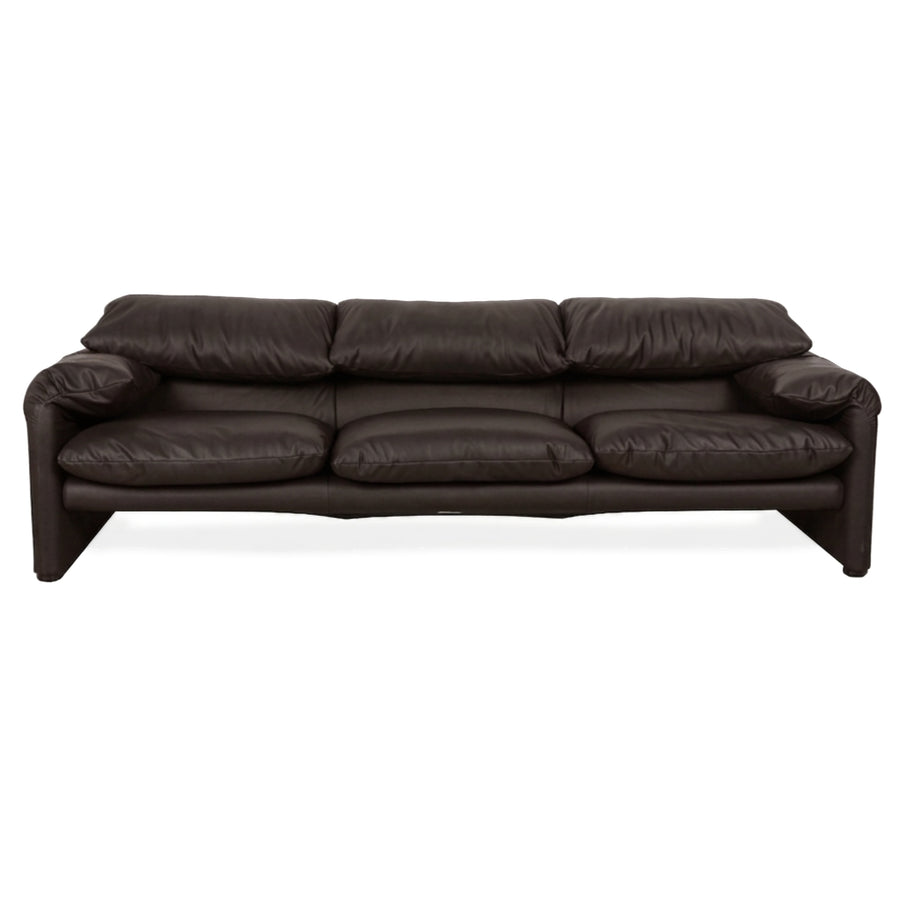 Cassina Maralunga Veganes Leder Dreisitzer Sofa Couch Dunkelbraun Espresso Manuelle Funktion Neubezug