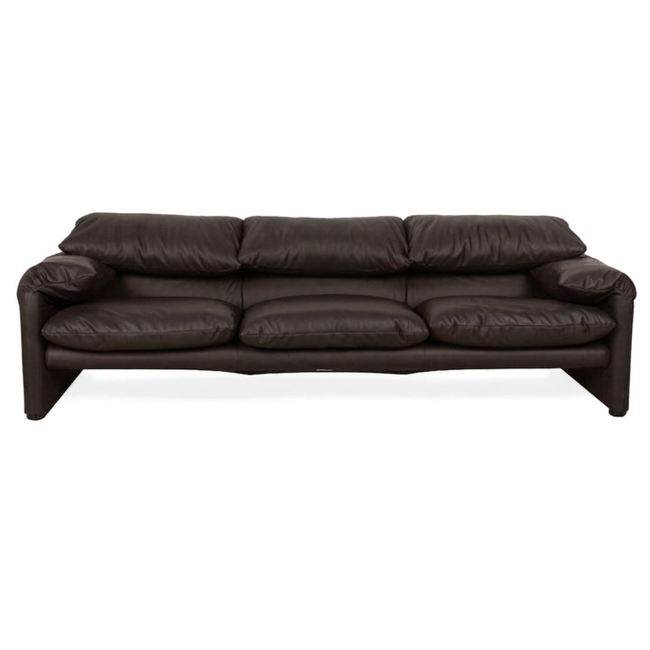 Cassina Maralunga veganes Leder Dreisitzer Mokka Sofa Couch manuelle Funktion Neubezug