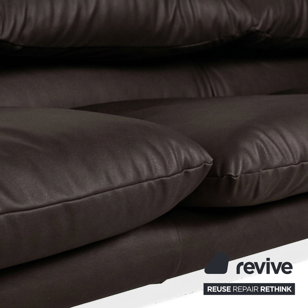 Cassina Maralunga veganes Leder Dreisitzer Mokka Sofa Couch manuelle Funktion Neubezug