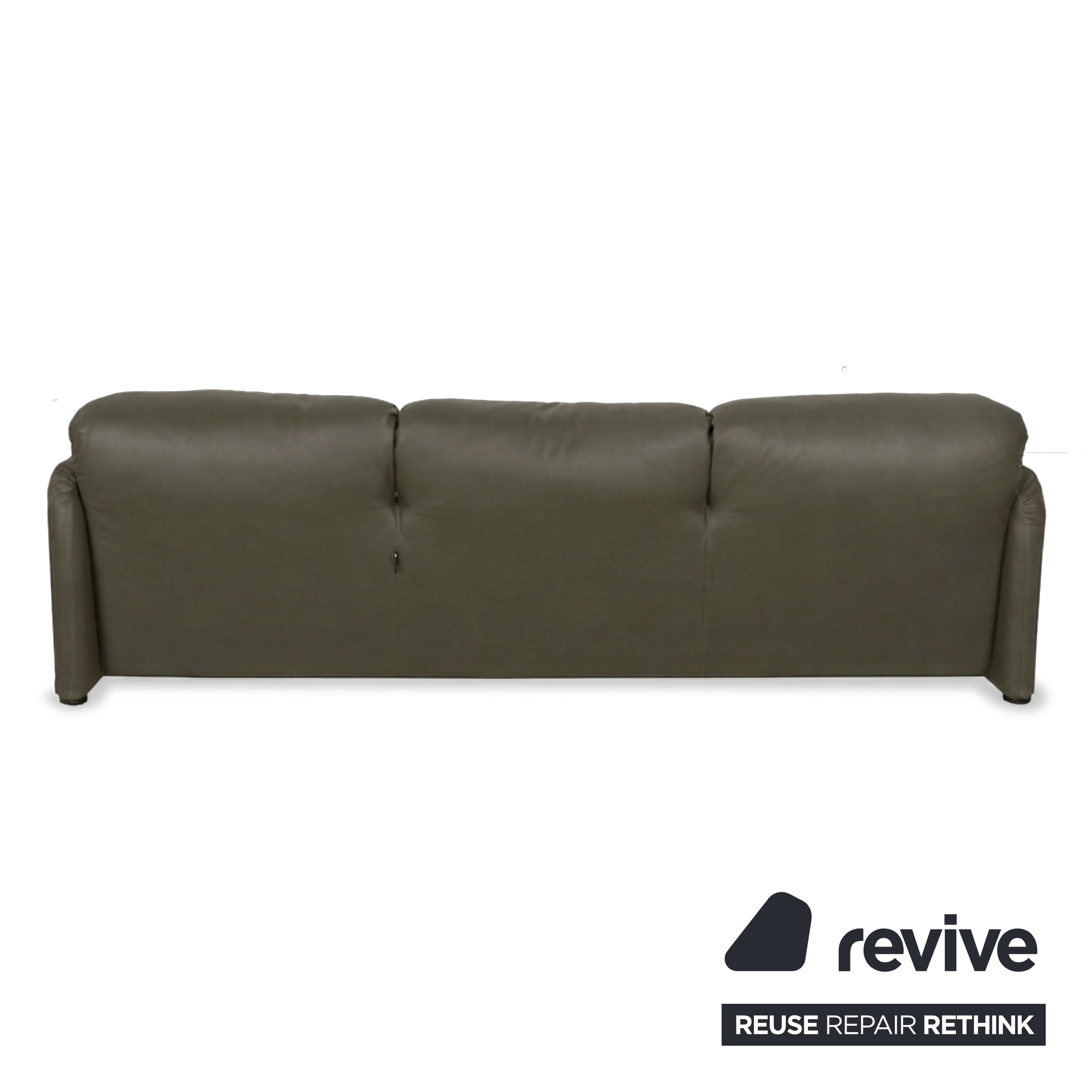 Cassina Maralunga veganes Leder Dreisitzer Moosgrün Sofa Couch manuelle Funktion Neubezug