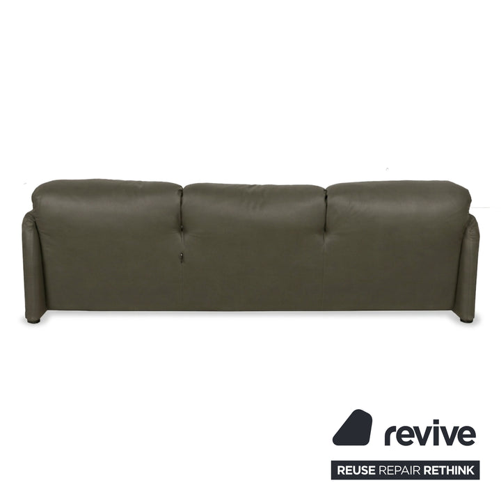 Cassina Maralunga veganes Leder Dreisitzer Moosgrün Sofa Couch manuelle Funktion Neubezug