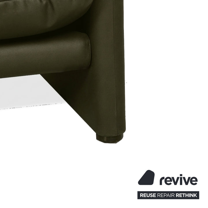 Cassina Maralunga veganes Leder Dreisitzer Moosgrün Sofa Couch manuelle Funktion Neubezug